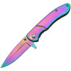 Frost Cutlery Rite Edge 300351 Assisted Folding Pocket Knife with Titanium Rainbow Coated Stainless Handles