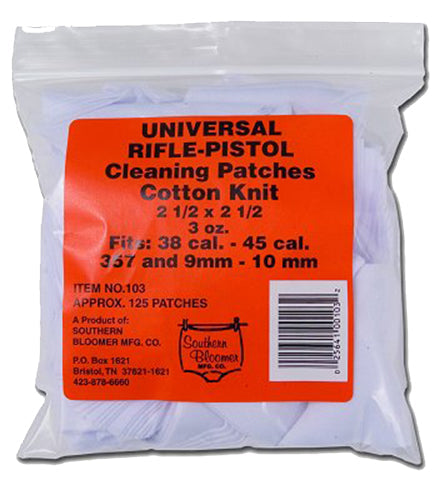 Southern Bloomer 103 Cleaning Patches  Rifle/Handgun Cotton 130 Per Bag