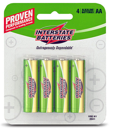 Interstate Batteries DRY0030 1.5V Alkaline AA Batteries, Pack of 4