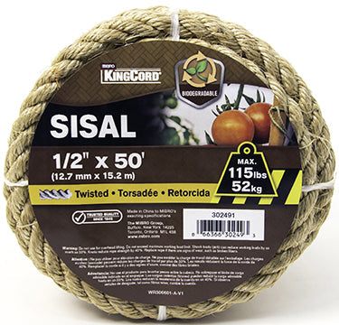 SISAL TWISTED 1/2IN X 50 FT NATURAL